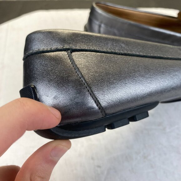 LAUREN RALPH LAUREN CAITLYN Womens,Silver Leather Loafer Driving Shoes,Size 8B - Picture 10 of 13